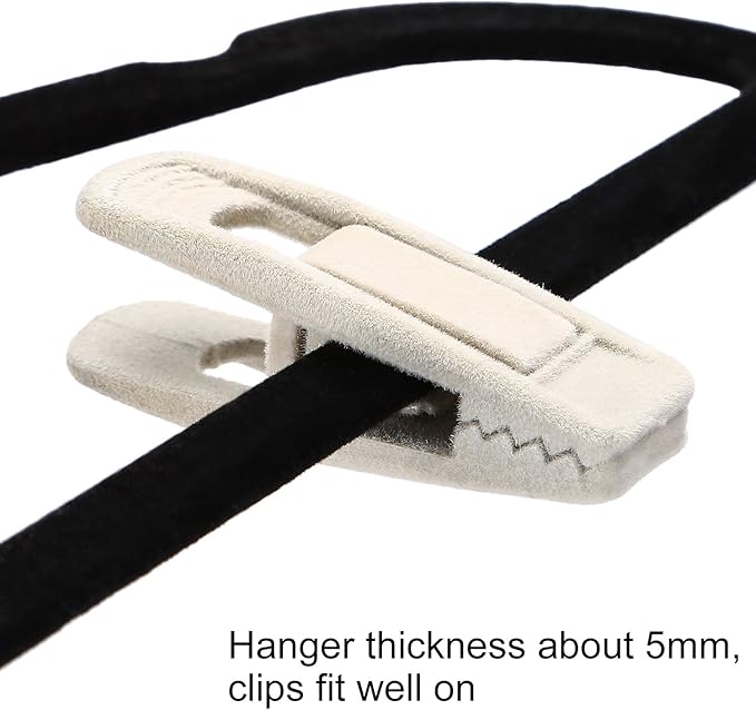 Velvet Hangers Clips 80 Pack, Non-Slip Pants Hangers Velvet Clips for Skirt Hanger, Strong Finger Clips Perfect for Thin Velvet Hangers, Ivory
