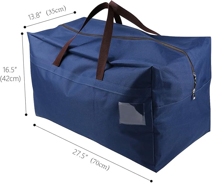 AMJ 100L Large Storage Bag for Comforters, Blankets, Clothes, Quilts and Towels, Better and Sturdy Organizer Bag, Thick Ultra Size Under Bed Storage, Moisture Proof, Blue