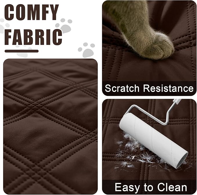 Smiry Waterproof Dog Bed Cover Blanket 68x82, Soft Reversible Pet Blanket, Washable Leakproof Cats Dogs Couch Cover for Sofa, Couch, Furniture, Lattice, Chocolate/Beige
