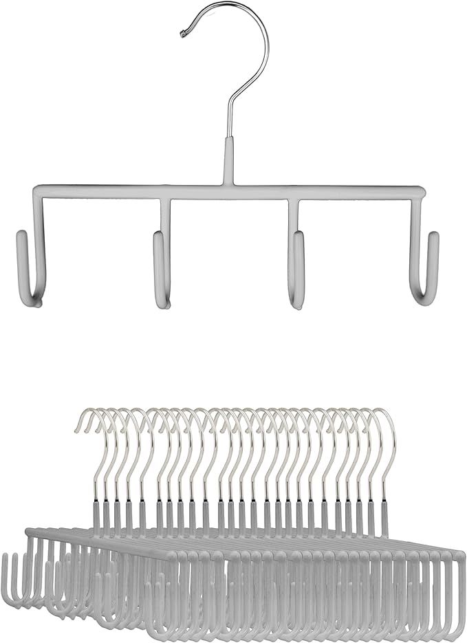 Mawa by Reston Lloyd Non Slip Space-Saving Belt/Accessory Hanger, Style Gh, Set of 25, Silver