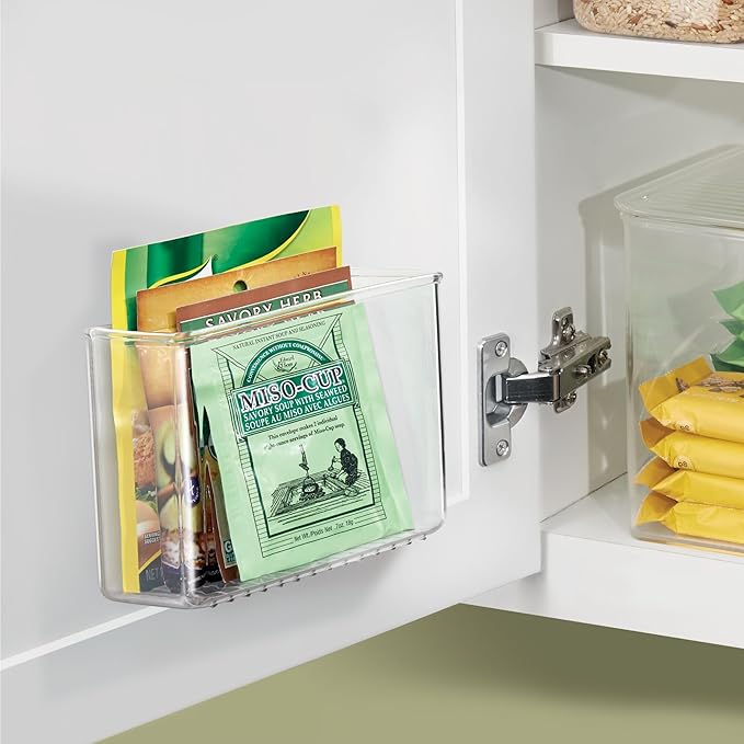 iDesign Adhesive Organizer Bin - Damage-Free Hanging for Kitchen, Bathroom, or Office - Set of 2 - Clear