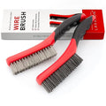 Wire Brush Set-Heavy Duty Stainless & Carbon Steel Bristles with Plastic Handle Grip for Rust, Wielding Slag, Dirt & Paint Scrubbing with Deep Cleaning – 10 Inches, Large (Pack of 2-Red)