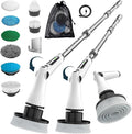 Electric Spin Scrubber, 8 in 1 Electric Cleaning Brush, Cordless Rechargeable Scrub Brush with 8 Replaceable Brush Heads, Adjustable Length and Angle Power Scrubber for Bathroom Tile Bathtub Glass