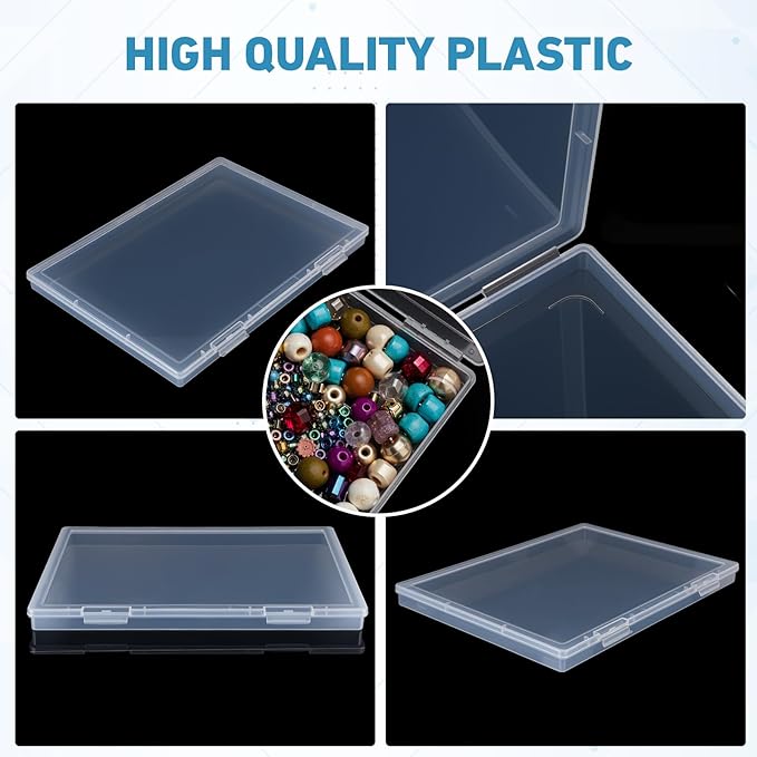 Jetec 6 Pieces Mini Plastic Clear Beads Storage Containers Box for Collecting Small Items, Beads, Jewelry, Business Cards, Game Pieces, Crafts(12.0 x 8.8 x 0.9 Inch) (12.0 x 8.8 x 0.9 Inch)
