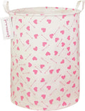 QUEENLALA Large Storage Basket,Laundry Hamper/Bathroom/Home Decor/Collapsible Round Storage Bin,Boys and Girls Hamper/Boxes/Clothing(Heart Arrow)