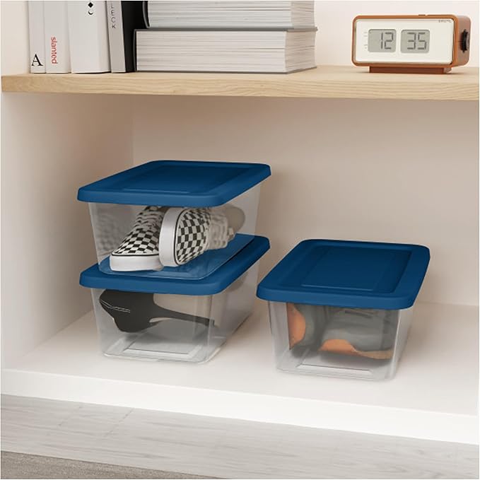 Sterilite Stackable 6 Quart Home Storage Box with Handles and Lid for Efficient, Space Saving Household Storage and Organization, (10 Pack)