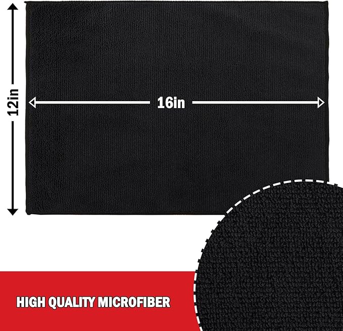 AIDEA Microfiber Cleaning Cloth 24 Pack, Microfiber Towels for Cars, Soft & Absorbent Cleaning Rags, Premium Lint Free Shop Towels for House, Kitchen, Car, 12inx16in, Black