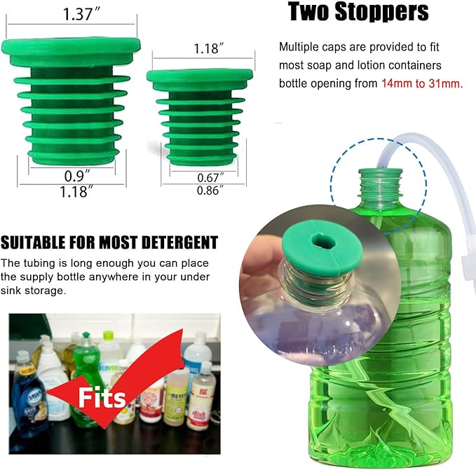 Sink Soap Dispenser Extension Tube Kit with Upgraded Check Valve, 47" Under Counter Soap Dispenser Tube for Kitchen Sink, Fit Most Soap Containers, Strong Suction, No More Tiny Bottle Daily Refills