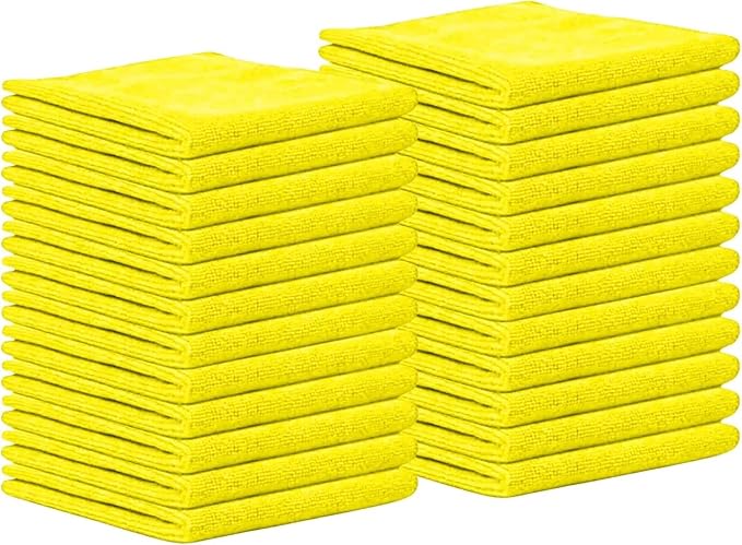 Ultra High Pile Premium Microfiber Towels 72 Pack – Super Soft, Lint-Free, Streak-Free, Scratch-Free Cleaning Cloths – Car, Home, Kitchen, Detailing, 16x16 Inch (Yellow)