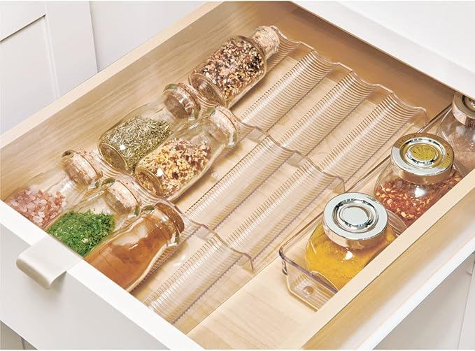 iDesign Linus Spice Rack, Drawer Organizer for Kitchen Storage - Clear
