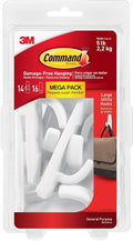Command Large Utility Hooks, Holds up to 5 lb, 14 Hooks and 16 Strips, Damage-Free Hanging Wall Hook with Adhesive Strips, No Tools Great for Hanging, Organization and Storage
