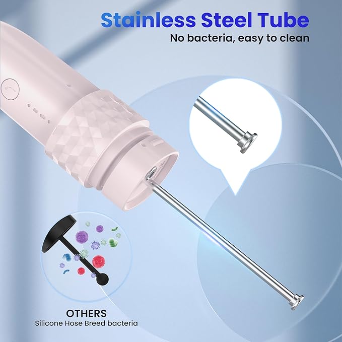 Electric Toothbrush with Water flosser, 2 in 1 Teeth Cleaning Kit, Toothbrush and Water flosser Combo, 25-Day Battery, Travel Toothbrush with Water Bottle(Pink)