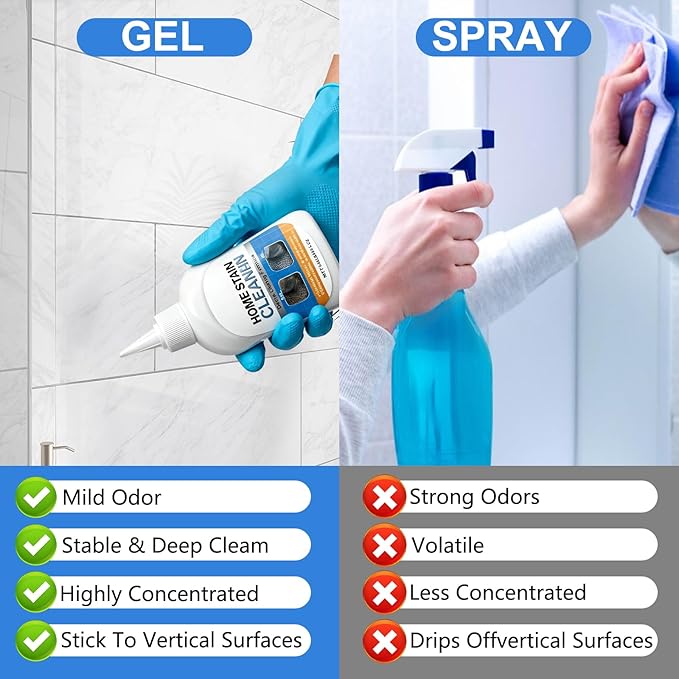 Home Stain Cleaner Gel, Washing Machine Cleaner with Brush, Home RemoverGel for Washing Machine, Refrigerator Strips, Deep Cleaning Gel for Tiles, Kitchen Sinks, Walls, Bathrooms (100 ML)