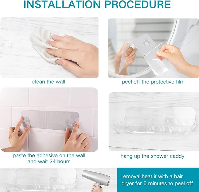 CasaVibe 2 PCS Acrylic Wall Mounted Transparent Shelf, Non Drilled Wall Adhesive Bathroom Shelf with Self-adhesive Tape, Suitable for Storage in Bathrooms and Kitchens