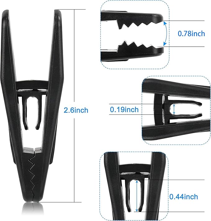 Tinfol Black Plastic Hanger Clips, 20 Pack Pant Finger Clips, Multi-Purpose Strong Pinch Grip Clip for Slim-line Clothes Hangers