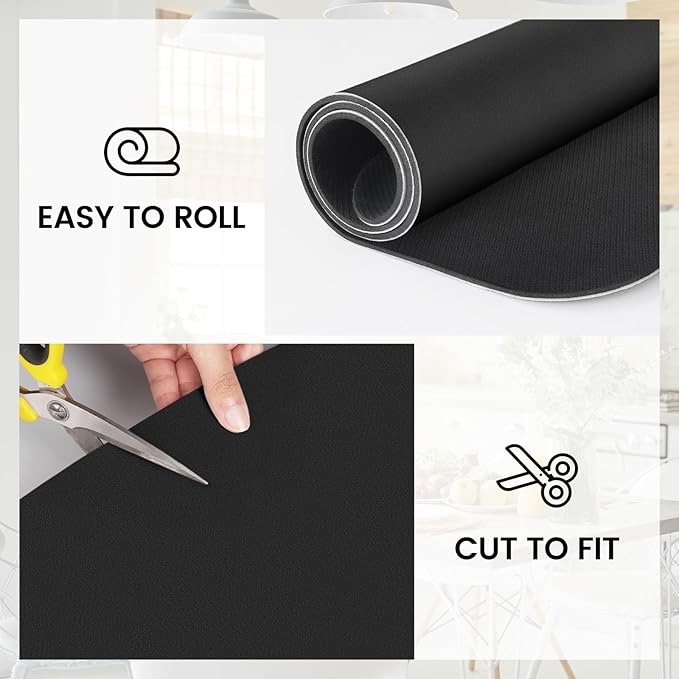 WISELIFE Dish Drying Mat Super Absorbent Drying Mat Large Dish Drying Mats for Kitchen Counter Easy Clean Dish Mat Kitchen Drying Mat16"x 24" Classic Black