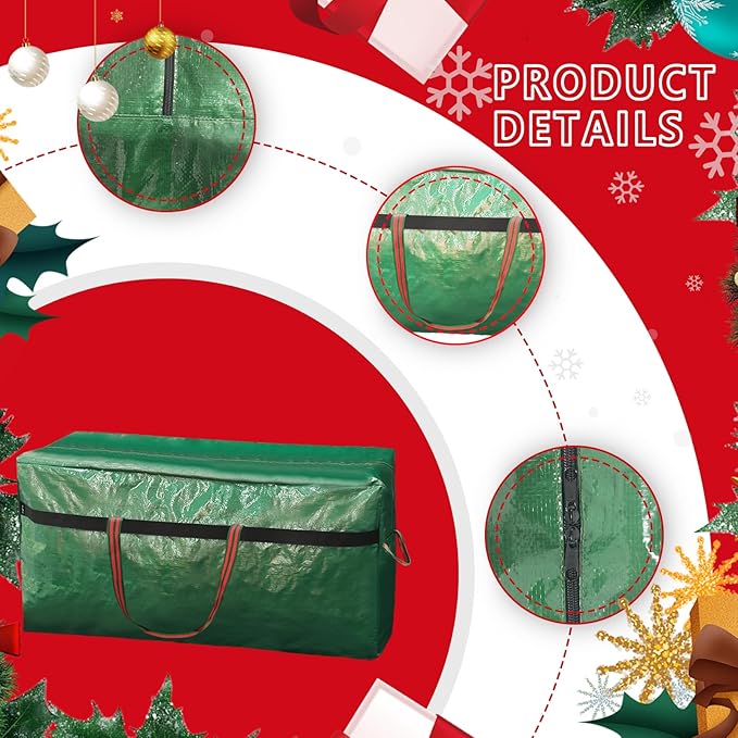 Large Christmas Tree Storage Bag for 9 Foot Tree Big Christmas Tree Bag 8FT/9FT with 4 Reinforce Handles Wide-Mouthed Green
