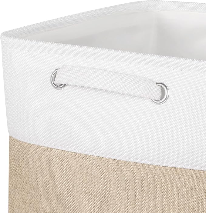 Kntiwiwo Storage Cubes 13” x 13” x 13” Foldable Storage Bin Closet Organizers and Storage Basket w/Handles for Organizing Shelf Home Closet, Set of 3, Beige
