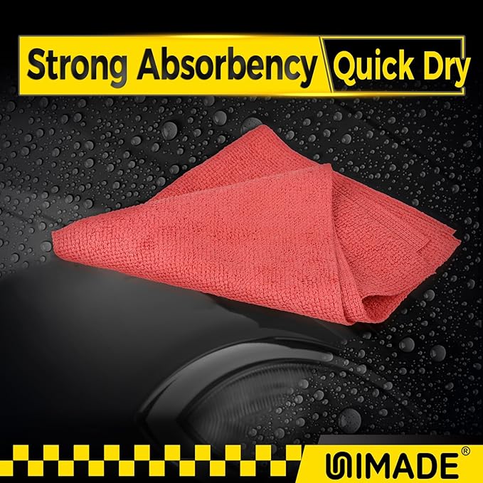 Shop Towel Rag, 200 Pack Reusable Rags Bulk Microfiber Cleaning Cloth Lint Free Towels for Car Kitchen Automotive Bar Mechanic Restaurant Garage, 11.5"x 11.5", Red