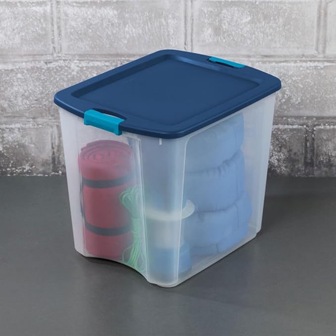 Sterilite 12-Pack Latch and Carry, Clear Plastic Storage Bins with Latching Lids and Full-Grip Handles, 27 Gallon