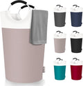 125L Laundry Basket, Collapsible Laundry Hamper with Padded Handles, Waterproof Laundry Bag, Tall Clothes Hamper Stand Up Well, Foldable Laundry Baskets for Easy Storage(Khaki)