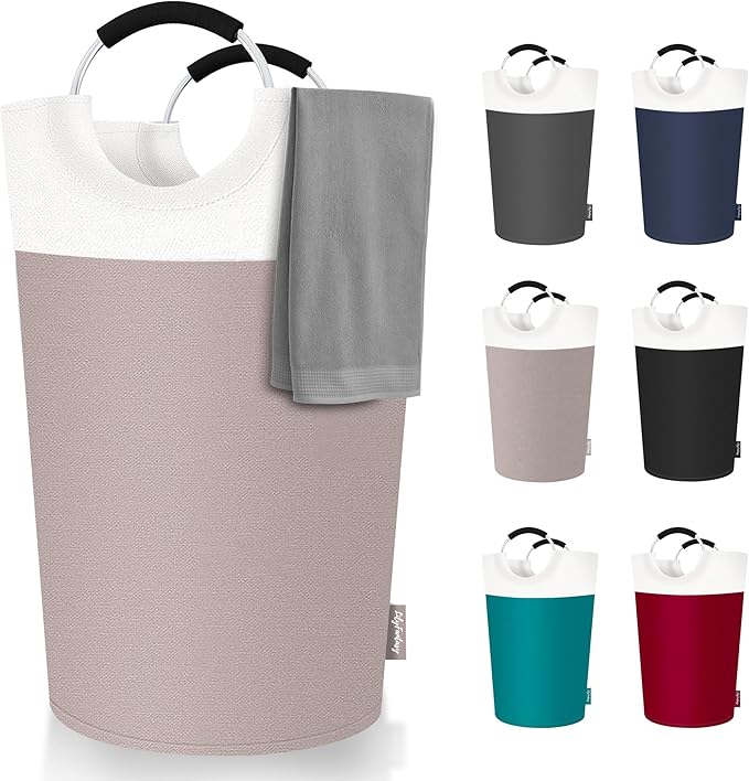125L Laundry Basket, Collapsible Laundry Hamper with Padded Handles, Waterproof Laundry Bag, Tall Clothes Hamper Stand Up Well, Foldable Laundry Baskets for Easy Storage(Khaki)