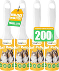Extra Sticky Lint Roller for Pet Hairs 200 Sheets Lint Rollers for Travel 4 Pack Tough Paper, Small Size Easy Portability, Dog and Cat Hair Lint Rollers Mega Value Set for Clothes