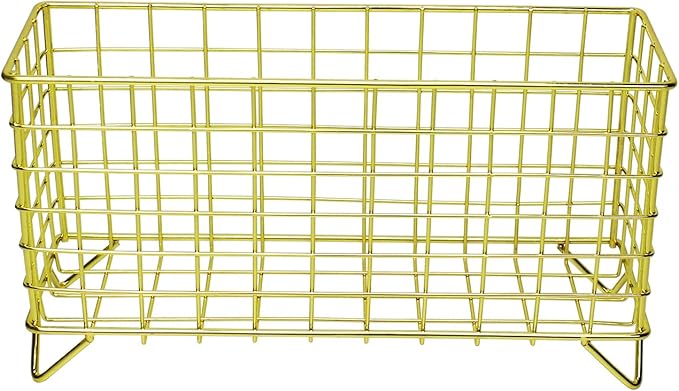 Metal Wire Storage Basket,Fruit Basket,Bathroom Shelf Rack,Iron Countertop Storage Rack Suitable for kitchen, bathroom, bedroom, living room (Gold)