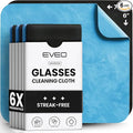 EVEO Glasses Cleaning Cloth - (6 Pack) Lens Cleaning Cloth Glasses Cleaner - Microfiber Cloth for Glasses Microfiber Cloth Eyeglass Cleaner, Screen Cleaner, Camera, Eyeglasses, VR/AR -Black & Blue