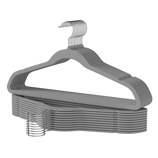 Premium Velvet Hangers 60 Pack, Non Slip Clothes Felt Hanger Heavy Duty for Coat, Premium Slim Space Saving Suit Hangers for Closet Organizer, 360° Rotating Silver Hook