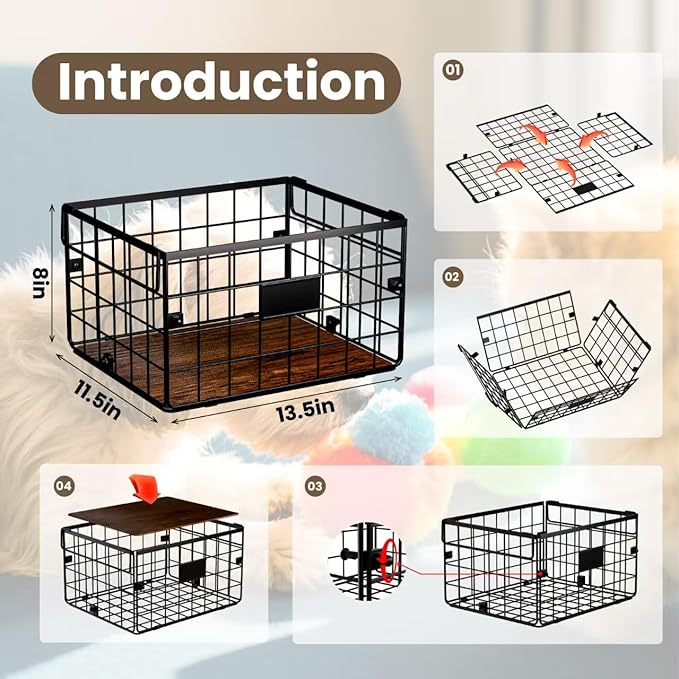 Metal Dog Toy Bin Storage Box with Handles for Puppy and Pet - Personalized Large Chew Proof Dog Toy Basket Organizer for Living Room