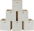 SONGMICS Storage Cubes, Set of 6 Storage Bins with Handles, Foldable Oxford Fabric and Non-Woven Fabric Storage Boxes, 13 x 13 x 13 Inches, Fit Cube Storage Unit, Vintage White URFB133W01