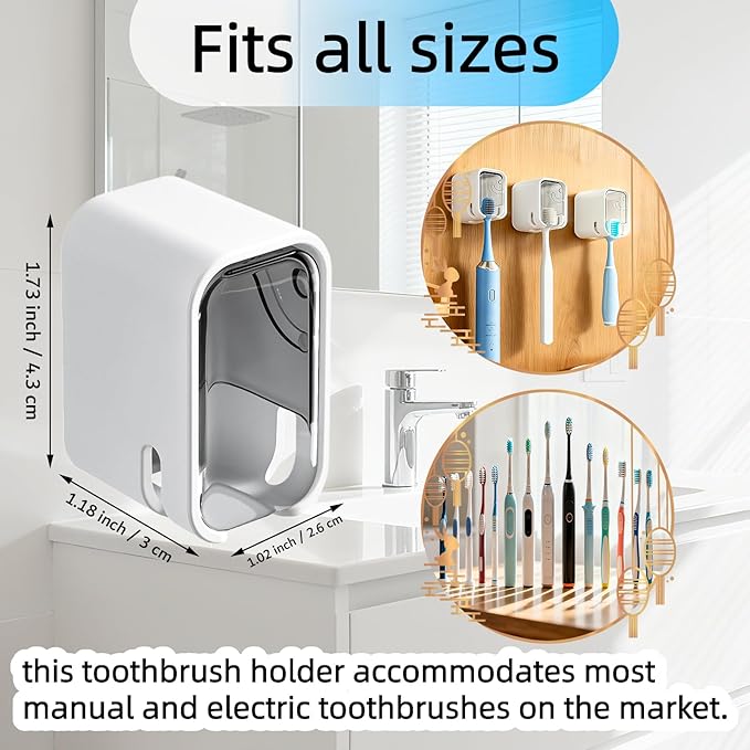 Toothbrush Holders for Bathroom, Travel Toothbrush Head Covers Caps Wall Mounted Toothbrush Holder Single Slot Toothbrush Dispenser Storage Organizer for Travel, Camping, Family, Business 2 PCS