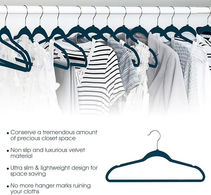 Elama Home Cloths Hanger, Slim Profile, 30 Piece Set (30PCHANGERBLUE)