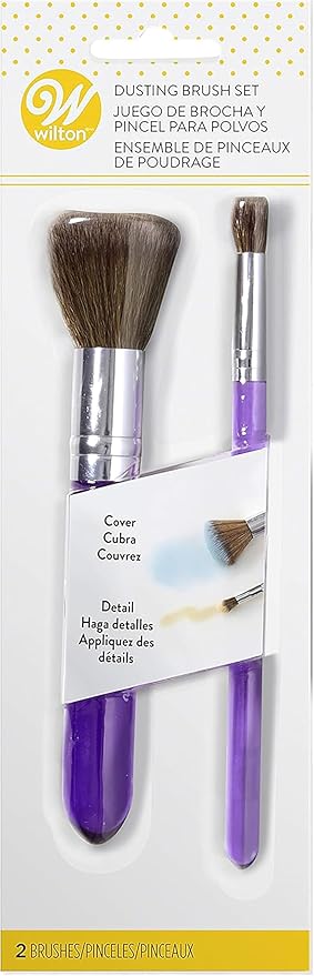 Wilton 2-Piece Dusting Brush Set - Apply Color Accent to Cakes with These two Brushes for Cake Decorating, Soft & Easy-To-Clean Baking Brushes