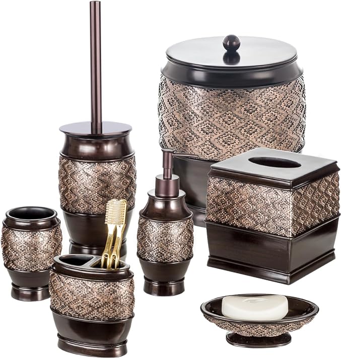 Creative Scents Dublin Brown Soap Dispenser for Bathroom - Decorative Lotion Dispenser with Durable Matching Pump for Countertop - Modern Liquid Soap Dispenser Holds 8 Oz.