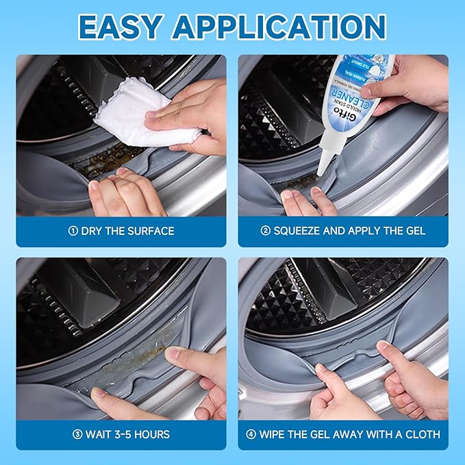 Gifto Mold Stain Remover Gel - Tile Grout Cleaner with Brush, Bleach Gel Washing Machine Cleaner Front Loader, Grout Cleaning Whitener for Bathroom Shower & Kitchen Sink, Non-Toxic, 10 fl oz 2 Pack