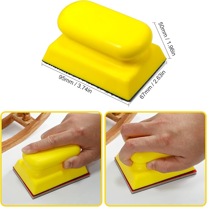 Sanding Sponge Holder, Sanding Blocks for Wood, Metal, Drywall, Glazing, 7 * 10cm Yellow
