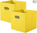 ShellKingdom Storage Bins, Foldable Fabric Storage Cubes And Cloth Storage Organizer Drawer with Metal Handle For Closet And Toys, 11 X 10.5 X 10.5 INCH, 2 Pack (Yellow)