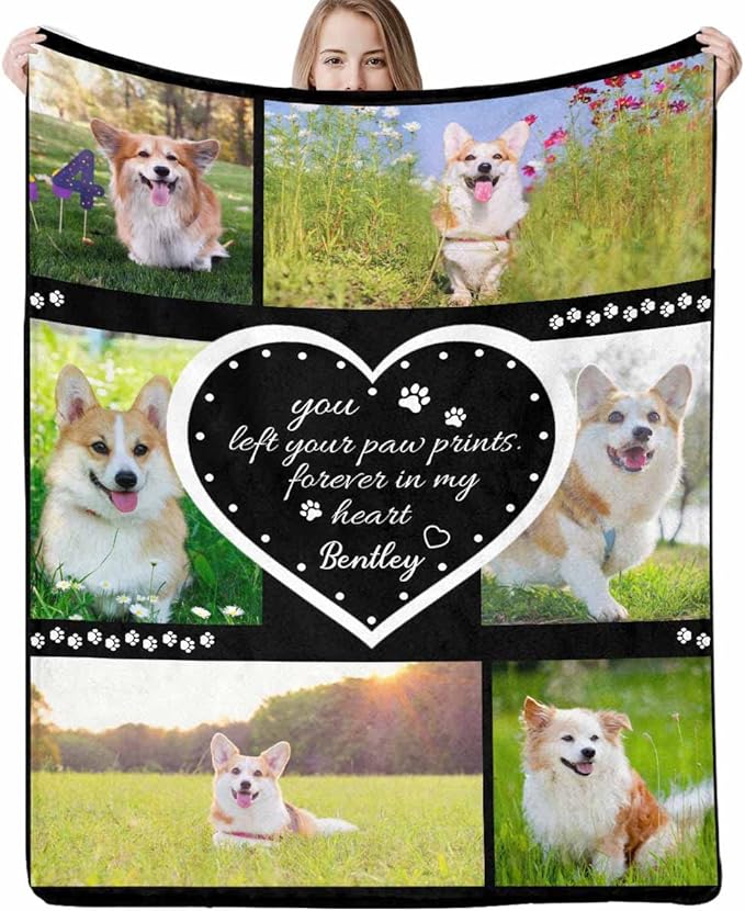 D-Story Dog Memorial Blanket Personalized with Photo - Loss of Dog Memorial Gifts Customized for Men, Women - Custom Pet Loss Sympathy Remembrance Grieving Gift Bedding Blanket Design8