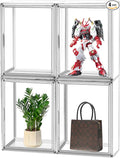 4Pack X-Large Purse Organizer for Closet Clear Acrylic Display Case for Handbag Organizer, Purse Storage Box with Magnetic Door, Dustproof Storage Bins for Collectibles, Size 14