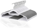 NCXTKJ 50 Pack Non-Slip Plastic Hangers with Tie Rack, Slim Space-Saving Clothes Hangers – Heavy Duty Plastic Hangers for Suit, Shirts, Pants, Dorms & Home Organization, White and Dark Gray