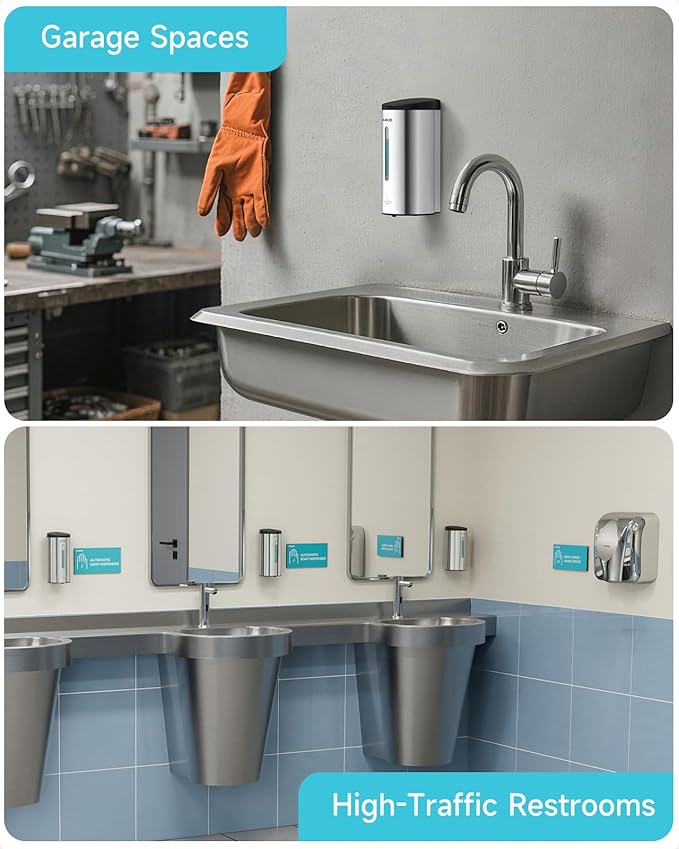AIKE Automatic Wall Mount Liquid Soap Dispenser, Commercial Stainless Steel with 25oz Large Capacity Save Time Effort and Cost,Model AK1205 (Polished)