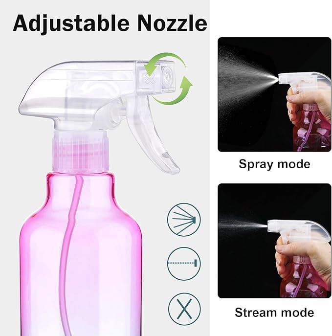 Spray Bottles Plastic Spray Bottle for Hair Mist/Stream Heavy Duty Empty Spray Bottles for Cleaning Solutions, Plants, Cooking (16.9oz-Gradient)