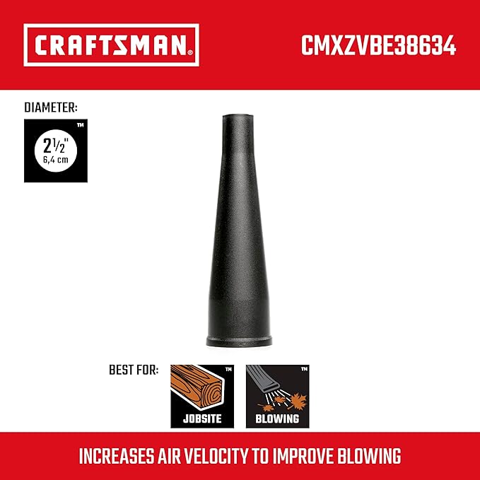 CRAFTSMAN CMXZVBE38634 2-1/2 in. Concentrated Blower Nozzle Wet Dry Vac Attachment, Industrial-Grade Shop Vacuum Accessory for Clearing Debris, Fits 2-1/2 in. Hose Diameter