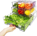 YINGRACE 10 Pack Fridge Organizer Bins, Stackable Refrigerator Organizers and Storage, With a Pull-out Large Drawer, BPA-Free Clear Containers For Fruit, Vegetable, Drinks
