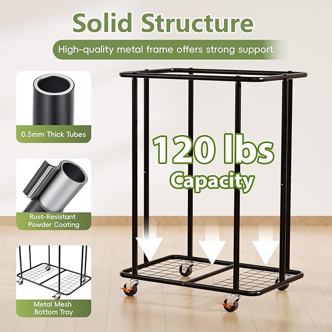 220L Laundry Hamper with Cover, Rolling Laundry Basket with Wheels, Large & Tall Dirty Clothes Hamper with Metal Frame and Removable Bag for Bedroom Aesthetic, Laundry Room, Bathroom, Dorm