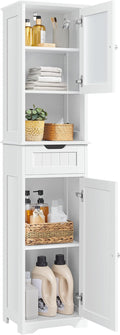 Yaheetech 67” Tall Bathroom Storage Cabinet,Narrow Floor Cabint with 2 Doors and 1 Drawer,Slim Bathroom Organizers,Adjustable Shelves,Storage Unit for Living Room, Entryway,Kitchen,White