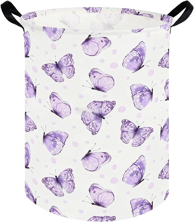 Butterfly Baby Laundry Basket,Nursery Hamper,Kids Dirty Clothes Hamper,Toys Storage Bin Organizer,Girl Room Decor(Cute Butterfly)