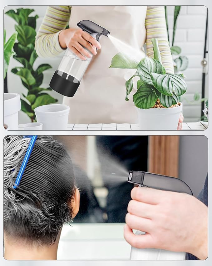 Glass Spray Bottles with Silicone Sleeve Protection, Empty 16OZ Reusable Spray Bottles, Refillable Containers with Spray Nozzles for Cleaning Solutions, Plants and Essential Oils 1 Pack Black